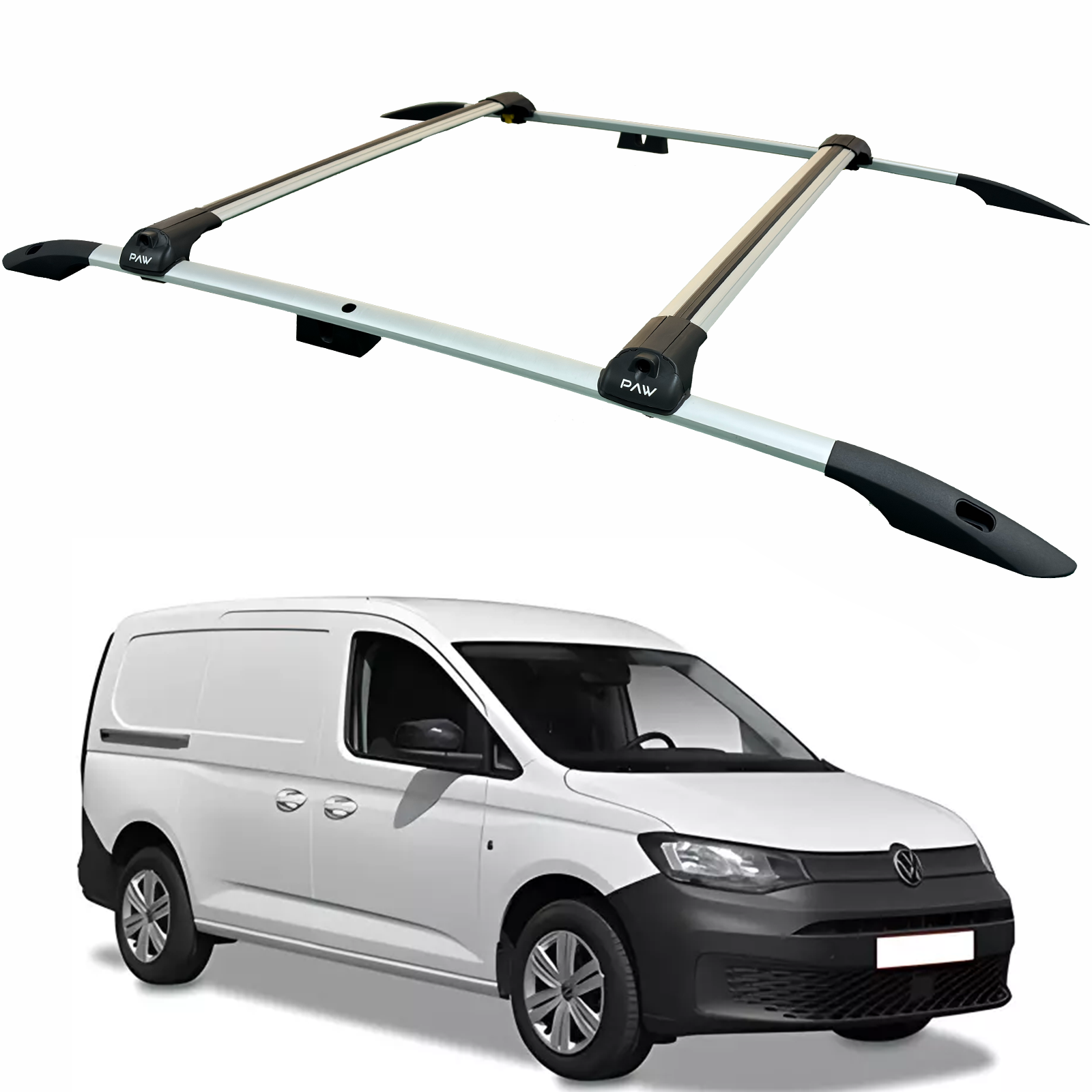 For Volkswagen Caddy V Maxi 2020-2025 Roof Rails and Roof Rack Cross Bars Plus Silver For Volkswagen Caddy V Maxi 2020-2025 Roof Rails and Roof Rack Cross Bars Plus Silver